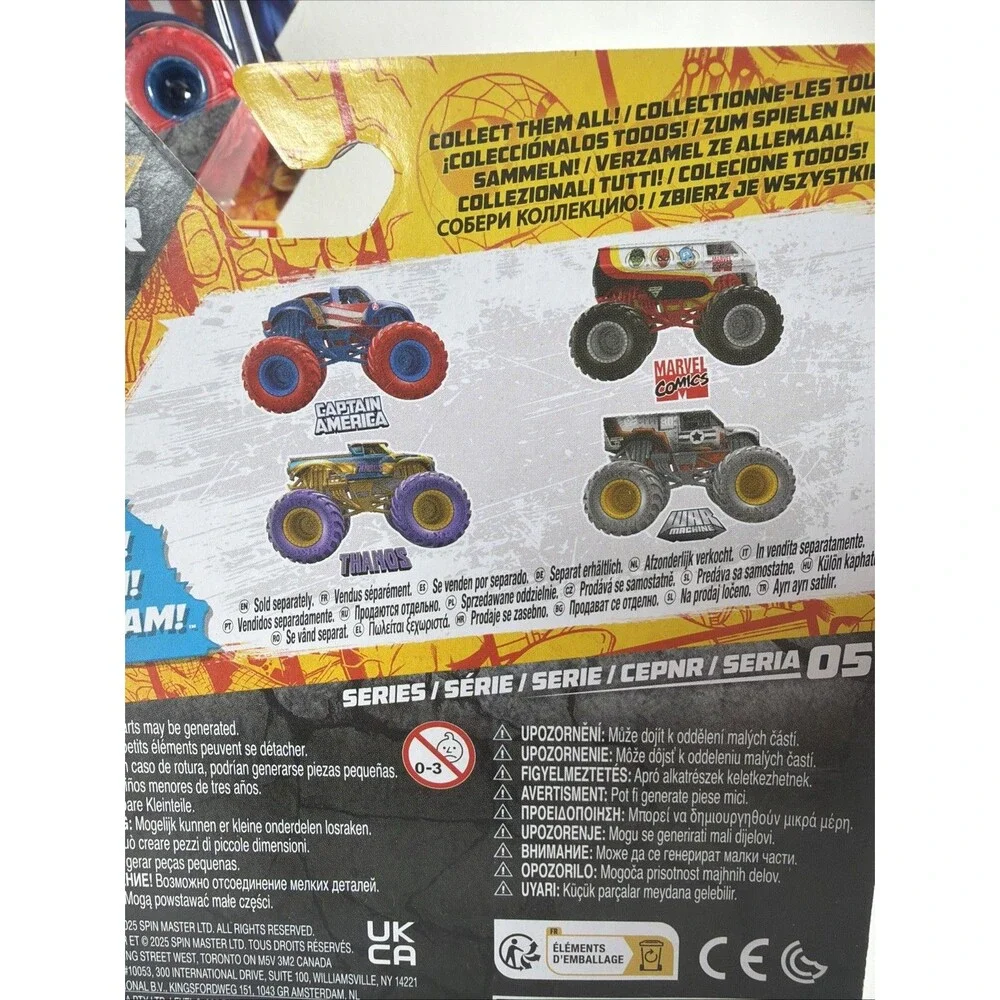 2025 Spin Master Monster Jam Series 5 Set Marvel Comics Thanos War Machine & Cap